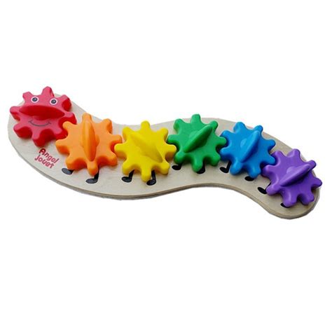 Mgaxyff Baby Kids Educational Wooden Colorful Gear Caterpillar Puzzle Assembling Blocks Children ...