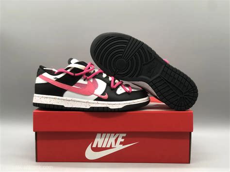 Custom Nike Dunk Low 'Multiple Swooshes' Black White Pink - SoleSnk