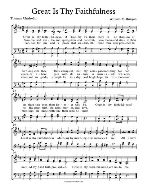 Free Choir Sheet Music – Great Is Thy Faithfulness – Michael Kravchuk