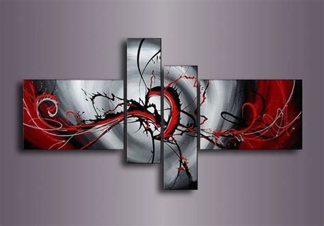 Black red 100% Hand Painted Abstract Wall Art Canvas Oil Painting Home Decor Wall Picture For ...