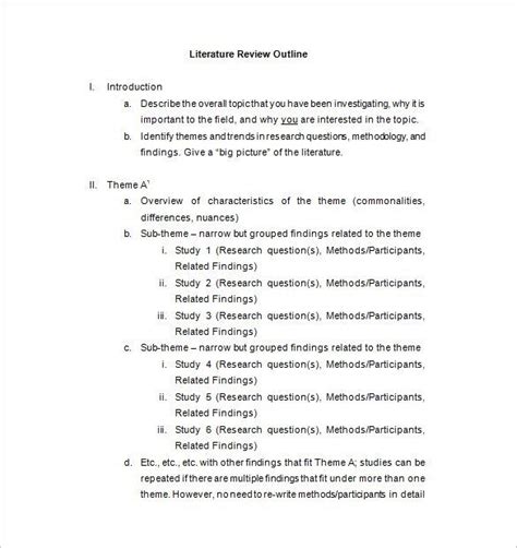 Literature Review Outline Template – 8+ Free Sample, Example, Format Download! | Free & Premiu ...