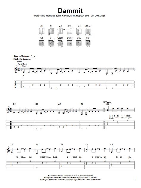 Dammit by Blink-182 - Easy Guitar Tab - Guitar Instructor