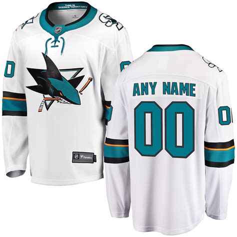 San Jose Sharks Fanatics Branded Away Breakaway Custom Jersey - White