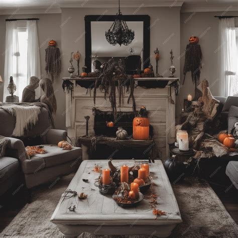 Premium AI Image | Haunted halloween in living room horror view