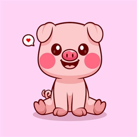 Free Vector | Cute Pig Sitting Cartoon Vector Icon Illustration Animal Nature Icon Concept ...