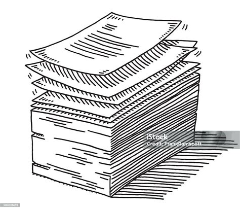 Stack Of Paper Documents Drawing Stock Illustration - Download Image ...