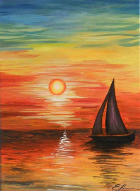 Sunset | Canvas painting landscape, Easy landscape paintings, Canvas painting projects