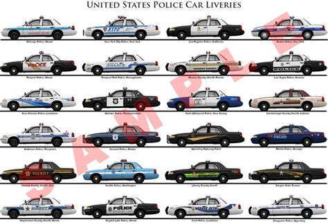 United States police car liveries poster | Unique Car Posters | Police ...