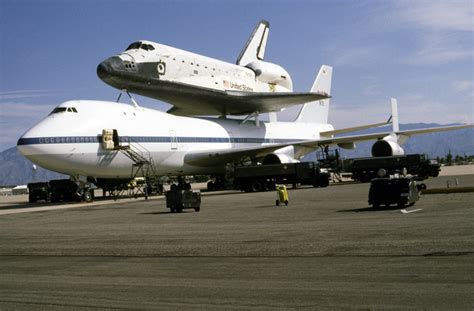 A NASA Boeing 747 carrier aircraft transporting the space shuttle ...