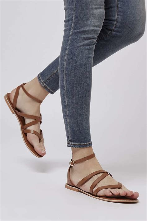 TOPSHOP Hercules Strappy Leather Sandals in Brown - Lyst