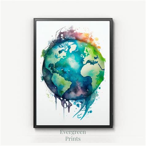 Watercolor Earth Digital Download Printable Art - Etsy