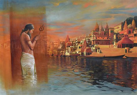 Banaras Ghat Painting by Kamal Rao - Fine Art America