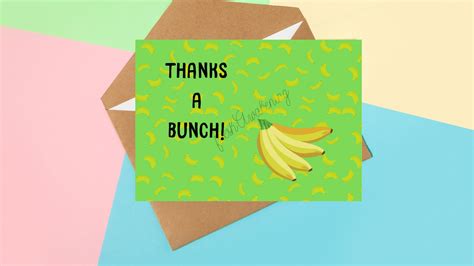 Printable Thanks a Bunch Banana Thank You Card Funny Thank You Card Cute Thank You Card Fun ...