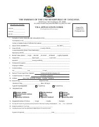 Washington, D.C. Tanzanian Visa Application Form - the Embassy of the ...