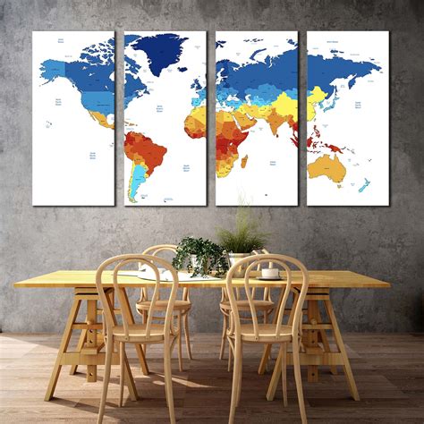 Abstract World Canvas Wall Art, World Map Digital Painting Digital ...