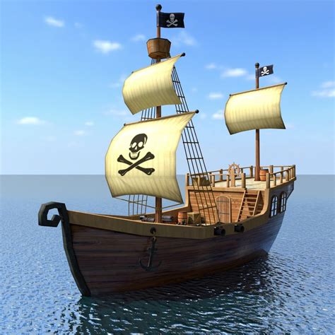 modelo 3d Barco pirata de dibujos animados de baja poli - TurboSquid ...