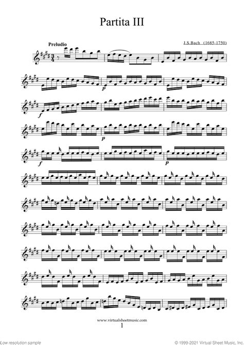 Violin Partita No.3 in E major sheet music (PDF-interactive)