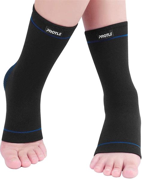 Protle Soft Ankle Brace Compression Support Sleeve (Pair) for Injury Recovery, Pain Relief ...