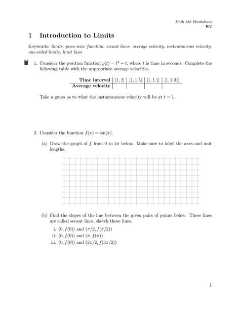 Free introduction to limits worksheet, Download Free introduction to limits worksheet png images ...