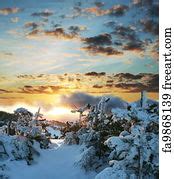Free art print of Winter landscape in the mountains. Sunrise | FreeArt | fa10120232