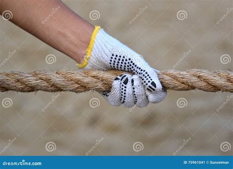 Hand Grabbing on Rope in Tug of War Stock Image - Image of contest ...