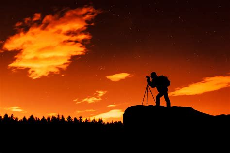 Photographer Silhouette At Night Free Stock Photo - Public Domain Pictures