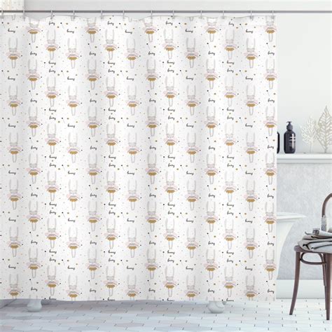 Cartoon Bunny Dancers Pattern Shower Curtain - Metal Pigeon