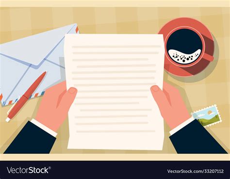 Hand holding envelope correspondence paper letter Vector Image