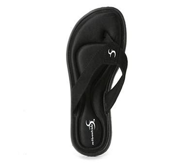 Women's Black Memory Foam Flip-Flops, Size S | Big Lots