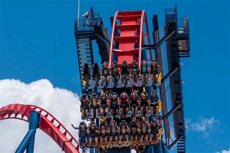 Excited Faces of People Enyoing a Sheikra Rollercoaster Ride at Busch ...