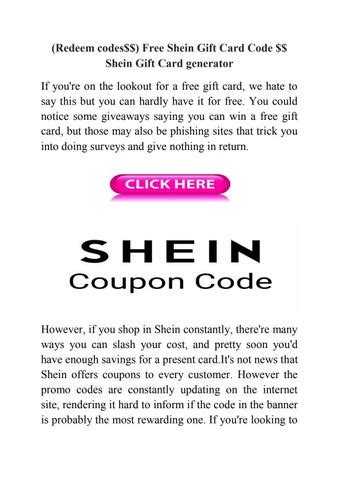 (Redeem codes$$) Free Shein Gift Card Code $$ Shein Gift Card generator ...