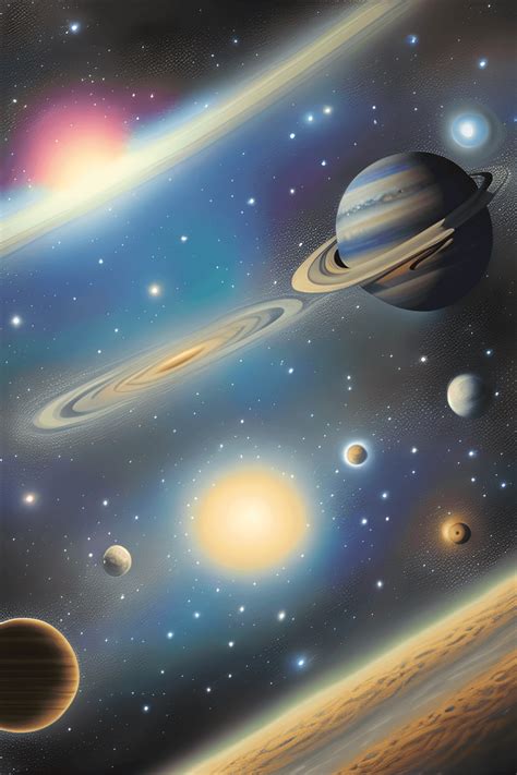 A Realistic Drawing of a Galaxy of Solar Planets · Creative Fabrica