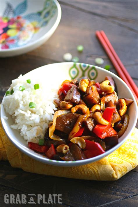 Spicy Eggplant Stir-Fry with Cashews