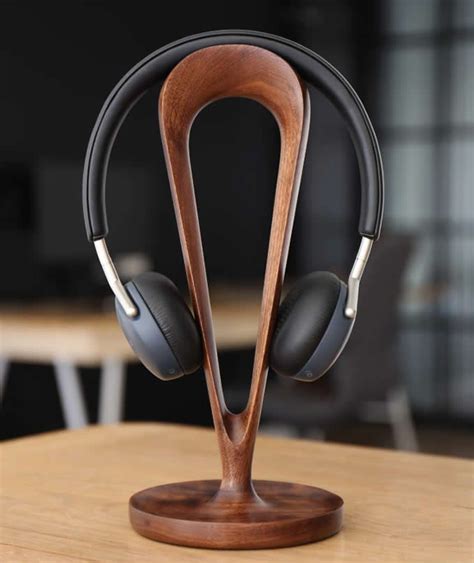 Black Walnut Wooden Headphone Stand Hanger with Cable Plate | Wood headphones, Diy headphone ...