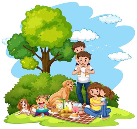 Free Vector | A family picnic at the park illustration