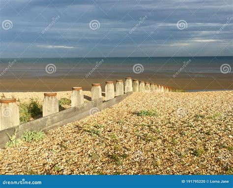 Groynes on Winchelsea Beach To Stop the Erosion by the Tides and Weather. Pebble Beach with Sea ...