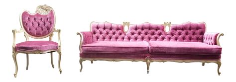 1990s Vintage Hollywood Regency Style Pink Velvet Sofa & Chair - 2 ...