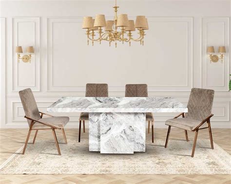 Riccardo Seater Marble Dining Table With Sillon Wooden Dining Chair ...