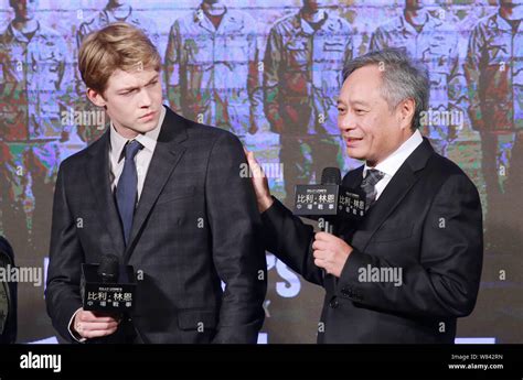 British actor Joe Alwyn, left, and Taiwanese director Ang Lee attend a premiere event of their ...