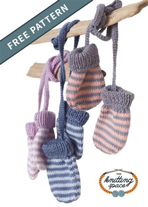 Striped Knitted Baby Mittens [FREE Knitting Pattern]