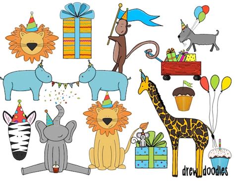 Party Animals Digital Clip Art Set Instant Download | Etsy