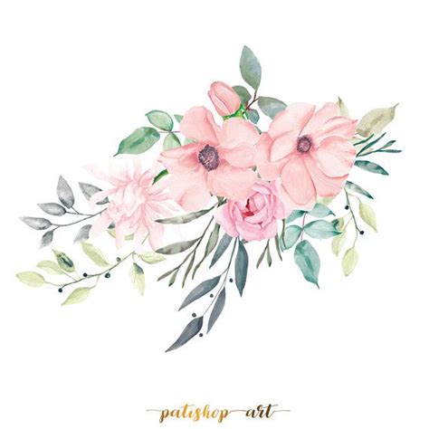 Blush & Pink Flowers and Leaves with different beautiful shades Clipart ...