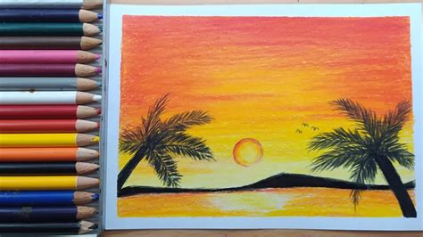 Sunset Colored Pencil Drawing