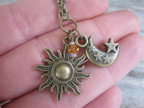 Sun Moon & Stars Necklace BRONZE by Abundantearthworks on Etsy