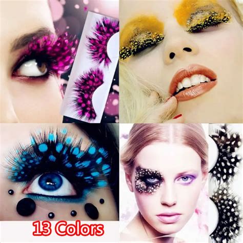 Colorful Dot Feather Crazy False Eyelashes Long Costume Party Eye ...