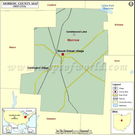 Morrow County Map, Map of Morrow County Ohio