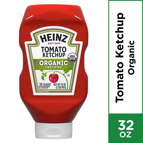 Heinz Organic Certified Tomato Ketchup, 32 oz Bottle - Walmart.com