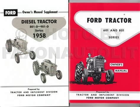 1958-1962 Ford 601-D & 801-D Series Tractor Diesel Owner's Manual Set Reprint