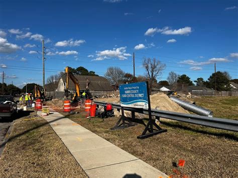 Harris County Flood Control District is repairing at outfall whi