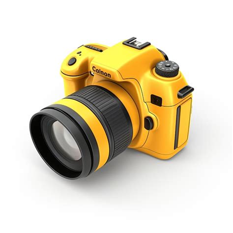 Premium Photo | Yellow DSLR camera icon isometric view 3d rendering on white background ...